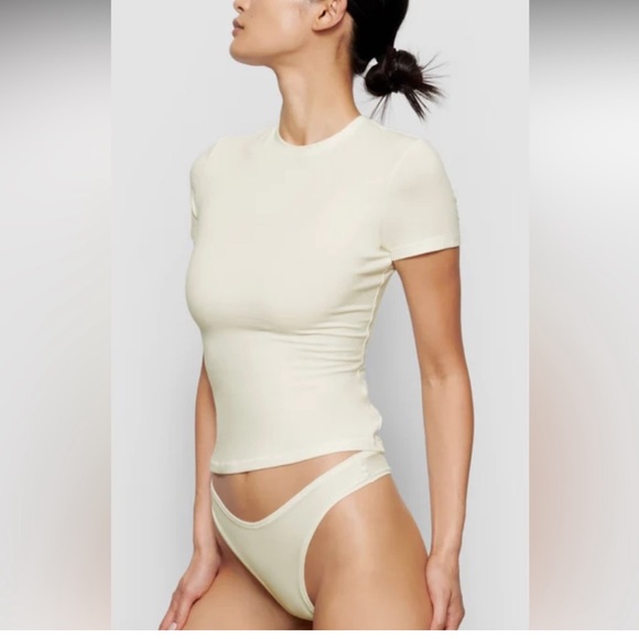 SKIMS Other - NEW SKIMS Jersey Dipped Ivory Thong Medium No Tags NEVER WORN